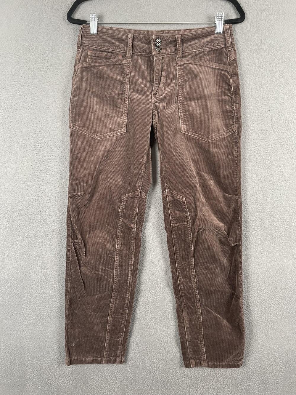 Pilcro The Wanderer Pants Womens 27 Brown Corduroy Ankle Slim Stretch Pockets